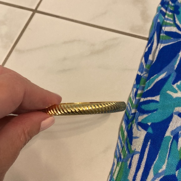 Lilly Pulitzer Scarf Blue BAM BOOM set gold bangle NWOT - Picture 2 of 3